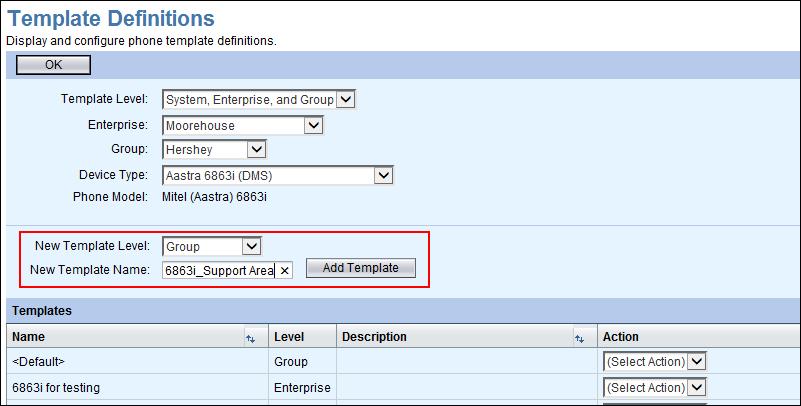 Figure 7 Enter New Template Name 7. Click Add Template as shown in the example. The Template Add page displays. The General tab displays by default. 8.