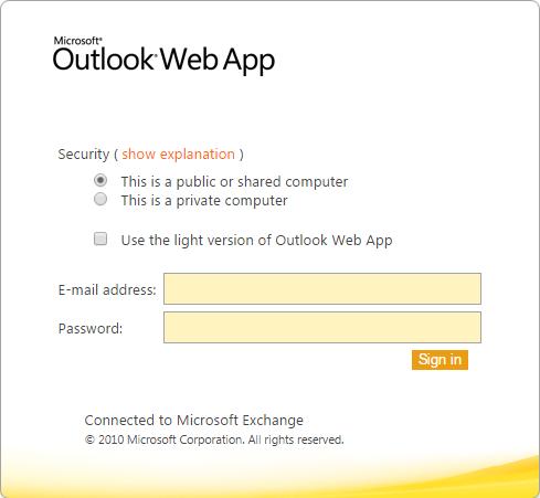 Outlook 2010 Web App This will provide you access to Microsoft Outlook Web App (OWA) for viewing your email online.