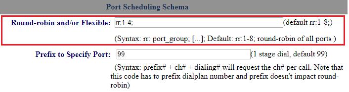 This setting can be used with Round Robin and/or Flexible setting below to configure different ports to be placed under different Round Robin groups. Calling to VOIP: a.