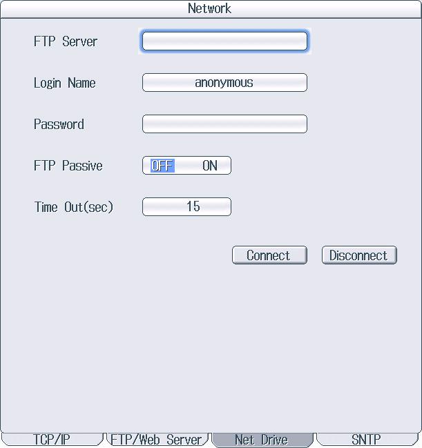 20.5 Connecting to a Network Drive This section explains the following settings for saving and loading various data of this instrument from a network drive (FTP server): FTP server (file server)