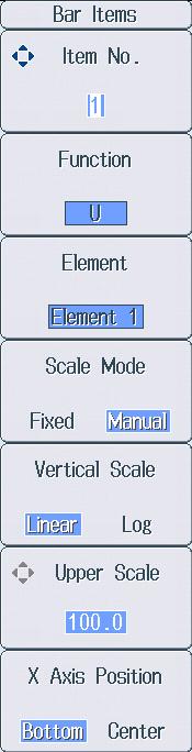 11.2 Setting the Measurement Function to Display and the Vertical Scale This section explains the following bar graph display settings. This feature is available on models with the /G5 or /G6 option.