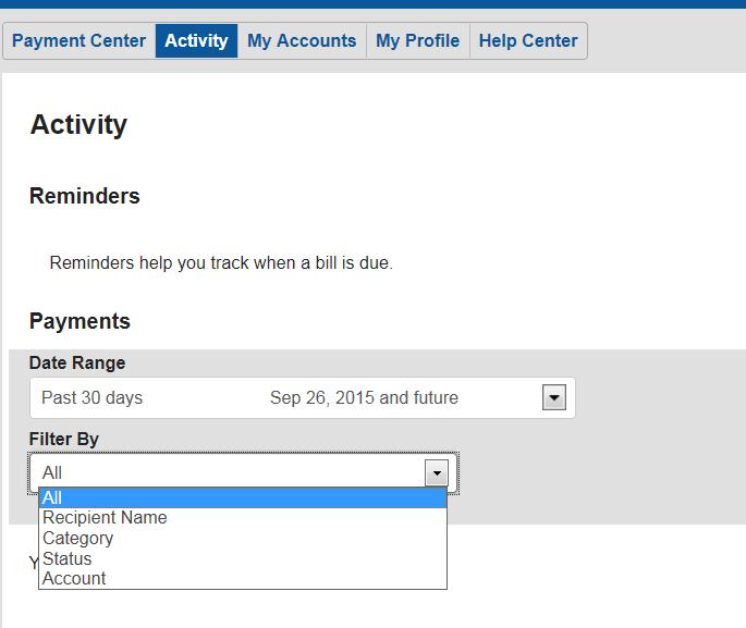 Notice: Bill Payment Activity from before 04/22/13 will not be available due to conversion.