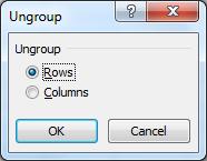 . The selected rows or columns will be ungrouped. Creating Subtotals Another kind of outlining technique in Excel 2010 is the Subtotals feature.