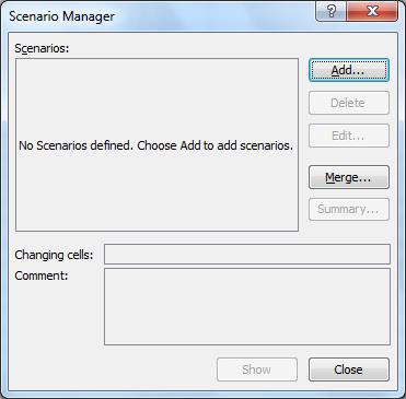 create a scenario, click the Add button in the upper right.