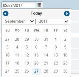 Dates Dates can be entered by data entry or the calendar icon. For data entry purposed a T can be used to input today s date.