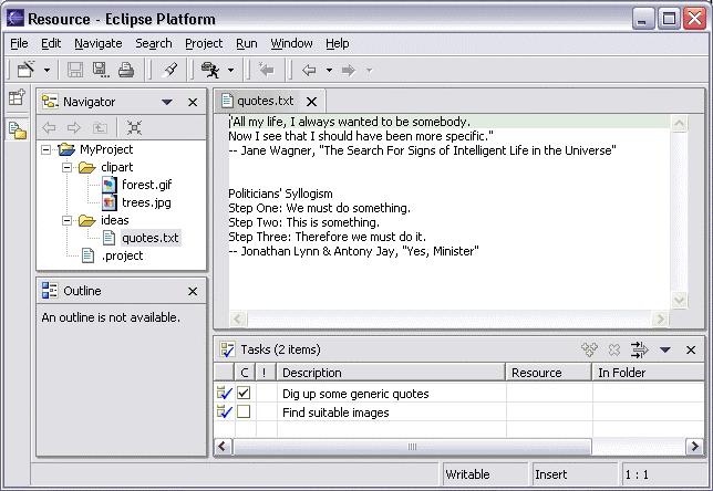 Introduction The Eclipse Platform is an IDE for anything, and for nothing in particular.