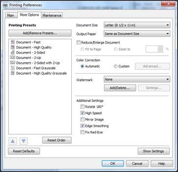 Print Density Adjustments - Standard EPSON Printer Software - Windows When you select the User-Defined setting, you can select any of the available options on the Print Density Adjustment window to