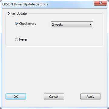 3. Do one of the following: To change how often the software checks for updates, select a setting in the Check every menu. To disable the automatic update feature, select the Never option. 4.