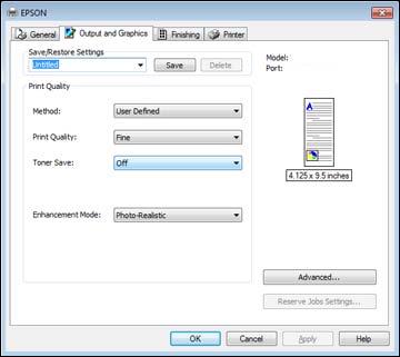 7. Select Plain as the Paper Type setting. Note: The PCL printer software only supports plain paper in A4, letter, and envelope sizes. 8.