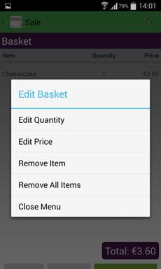 You can also scan an item's barcode to automatically add it to the basket, do this by selecting the Scan Item button.