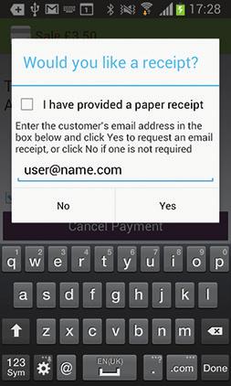 Sale Screen Receipts Once the payment has been approved, you will be notified by the Pogo> App and prompted to select OK. The customer will be advised to remove their card from the card reader.