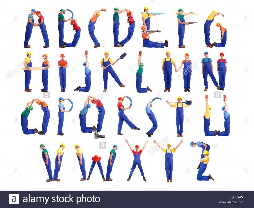 Alphabet by Roman Milert Alphabet formed from young people wearing industrial