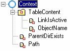 The Context The context below has already been created for you in the template: The attributes LinkIsActive and ParentDirExists have the property type, which is set to boolean.