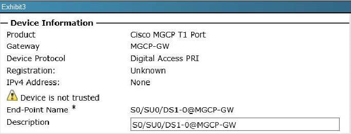What is the reason that this MGCP gateway is not registered with Cisco Unified