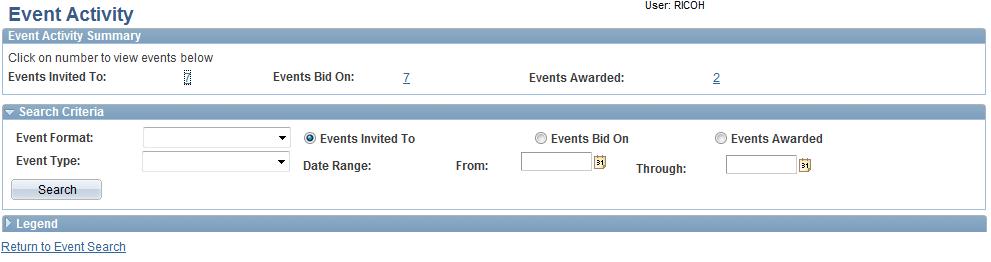 Viewing Event Activity and Bid History Navigation: Main Menu > Manage Events and Place Bids > My Event Activity