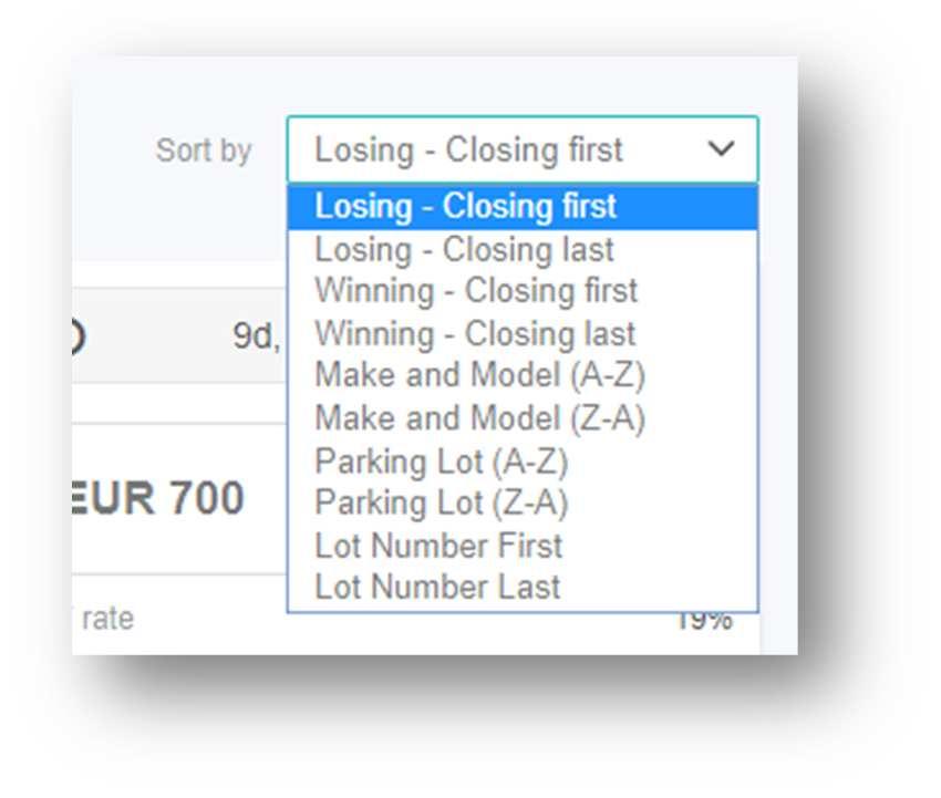 2. Select the required option to sort from the Sort By drop down list.