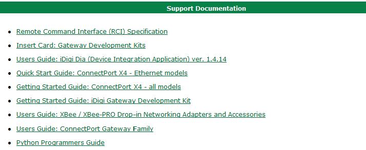 The Support Documentation section of the page contains links to all the additional support documents related to this kit.