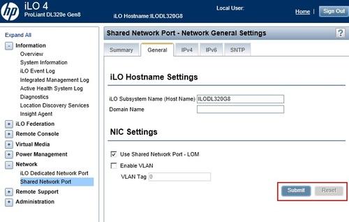 3. Select the Reset ilo 4 option on the HP System Management homepage under the ilo section. 4. In the case of a c-class Blade Server, use the command " Reset server x" where x represents the Bay number where the server Blade is located.