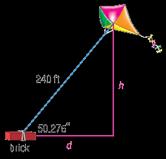 Standard : Defines the six trig functions as both circular functions and ratio of sides in right triangles Example 2 RECREATION A child holding on to the string of a kite gets tired and decides to