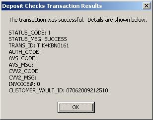 Processing the Transaction When you are ready to run your transaction you can either click: Process and Close this will process the transaction, and close the process transaction dialog box.