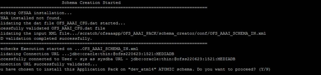 Chapter 4 Installing OFS GRC Pack or Enter N/n to quit schema creation.