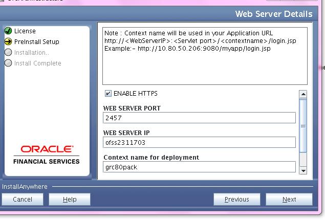 Chapter 4 Installing OFS GRC Pack Figure 32. Web Server Details 28. Select Enable HTTPS checkbox if you want to configure HTTPS.