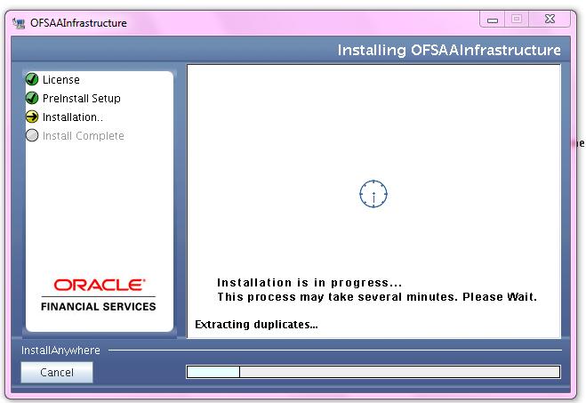 Installing OFSAA Infrastructure Note: Anytime during the