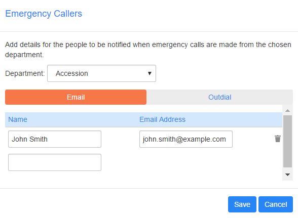 Figure 50: Call Notifications tab If you want to add a new call notification target, click the Add New button.
