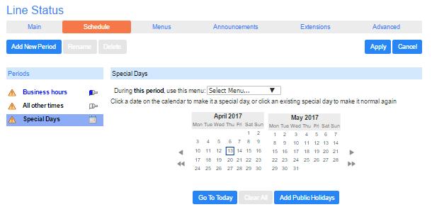 You can choose individual non-working days by clicking on the date in the calendar, or you can use the Choose