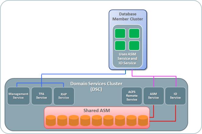 This architecture for a Database Member Cluster that requires no locally configured shared storage would be particularly attractive as it simplifies the deployment of RAC and RAC One Node clusters,