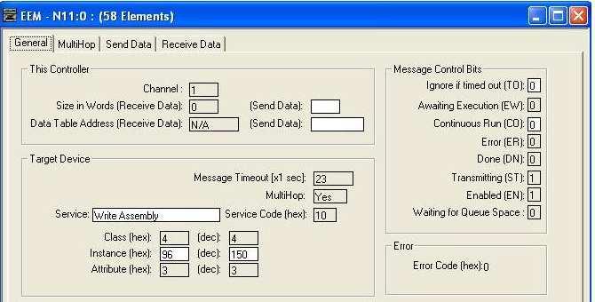 Double click on Setup Screen inside the EEM Instruction used to write data to the Nexus Unit. The following EEM Setup Screen will open.