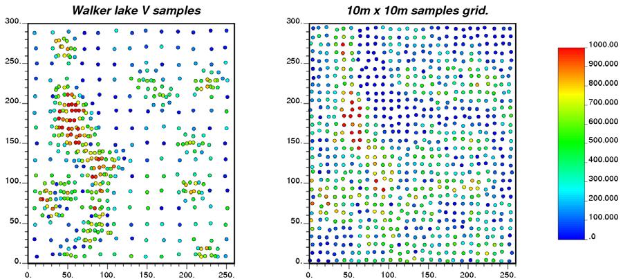 (a) (b) Figure 2: Clustered (a) and 0m x 0m samples grid (b) from the