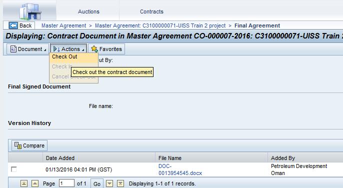 Contract Document Review Use Check out to make modification to contractual document (which