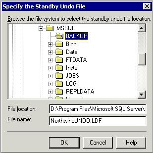 Data Recovery Standby mode Enables the Standby Undo File Name, which specifies an undo file for SQL Server to use when rolling back the transactions.