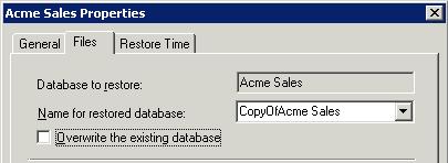 Data Recovery Figure 45 Restore window 7. From the left pane, select one database to recover. For copy restore, you can mark only one database object.