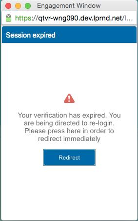 Once authentication expires, a message that
