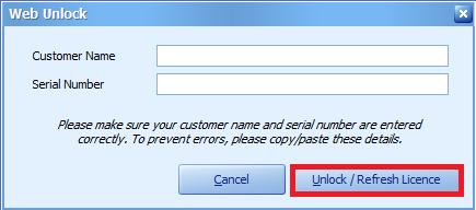 3. Using the Web Unlock method enter Customer Name and