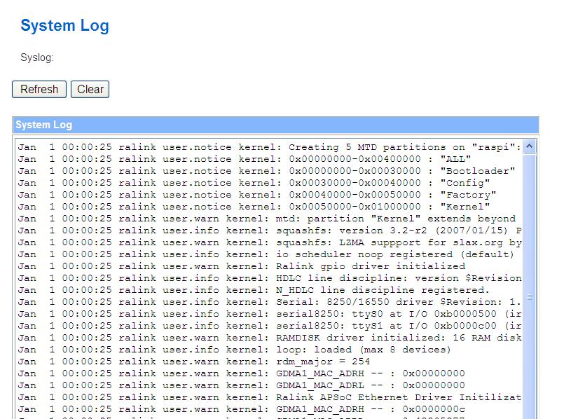 4.3.6.6 System Log This page is used to view system logs.