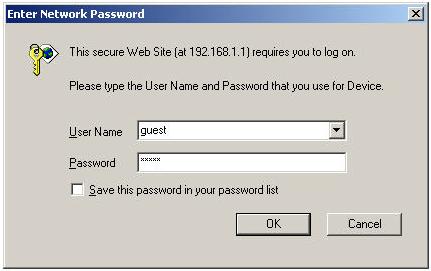 Figure 3-18 2. You will enter the user name and password. The default user name is guest, password is guest, too. Figure 3-19 3. After successful login, you will be able to see the Wireless 802.