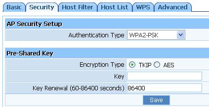 Note: when you select enable the WPS function, you d better not use this security mode WPA-PSK Figure 4-17 You can select the algorithm you want to use, TKIP or AES.
