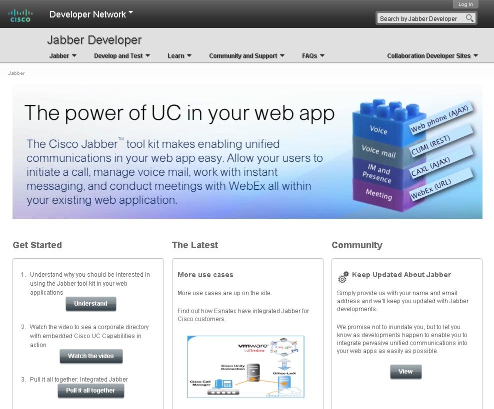 Cisco Jabber Developer Site The single source for all Cisco Jabber related development news, downloads, and technical support.