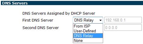 46 Two DNS servers can be assigned for use by your LAN devices. There are four modes available.