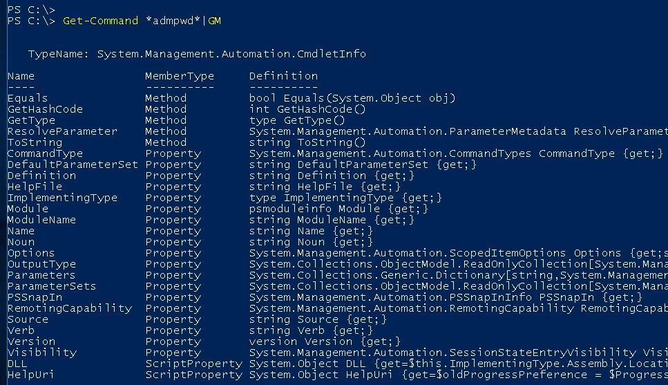 the schema on Active Directory from the AdmPwd module Now let s check that we ve