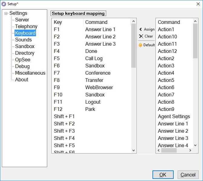Select Settings Keyboard from the left pane, to display the screen below. Follow reference [3] to set the desired keyboard mapping for the agent.