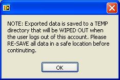 A second dialog will appear, instructing the user to save the exported data to a safe location after export.