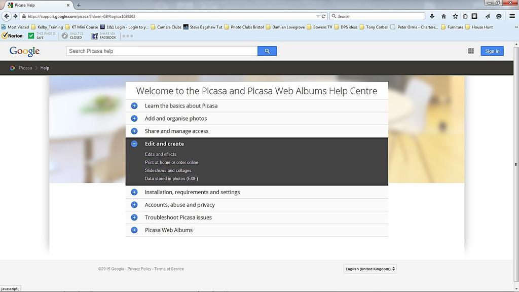 Free Editing Software Picasa from Google The help page