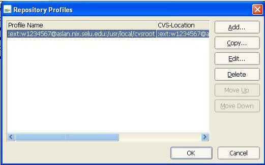 If all went well, you should now be back at the Repository Profiles dialog box, now containing your repository profile.