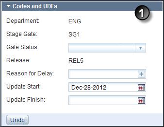 P6 Team Member User's Guide Codes and UDFs are selected by your manager at the project level, so every task you have within the same project will have the same list of codes and UDFs.