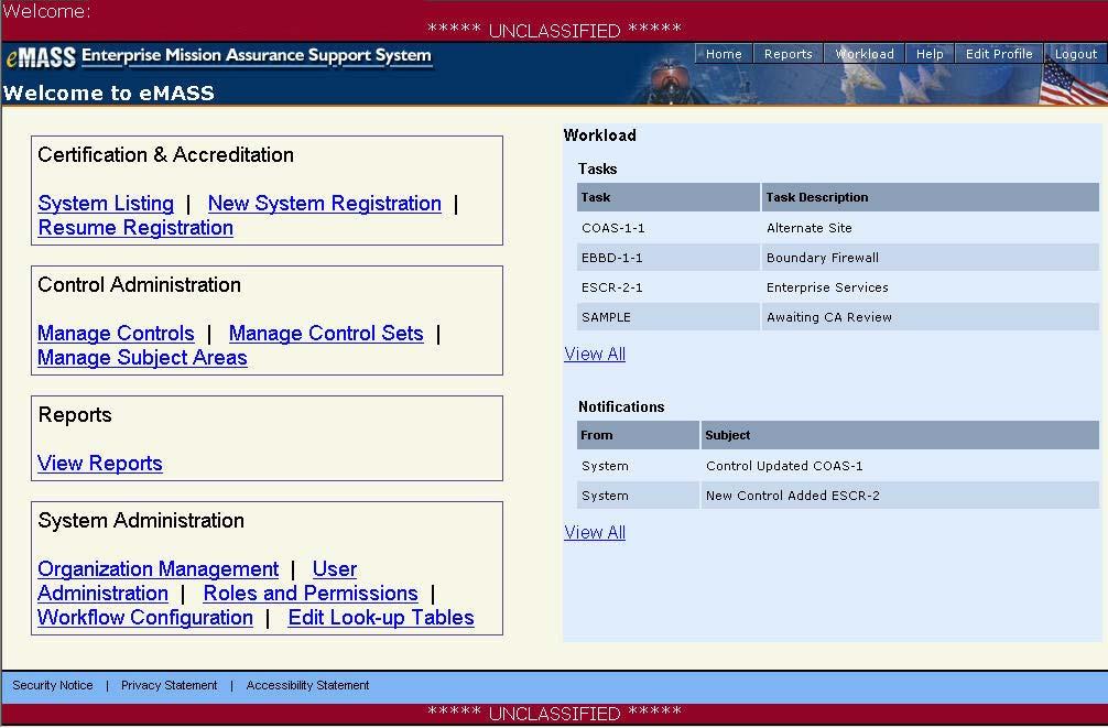 System Administration o emass System management/maintenance console for users with Administrator privileges Since emass is a C&A management tool it can electronically capture system information,