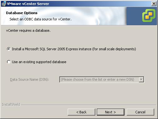 7 Click Install SQL Server 2005 Express instance (for small-scale deployments).
